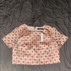 Ark & Co Floral Brocade Top in Red and Gold